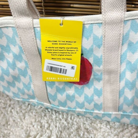 Kerri Rosenthal Women's Ivory Printed Canvas Top Handle Strap Tote Handbag Purse - Picture 3 of 3